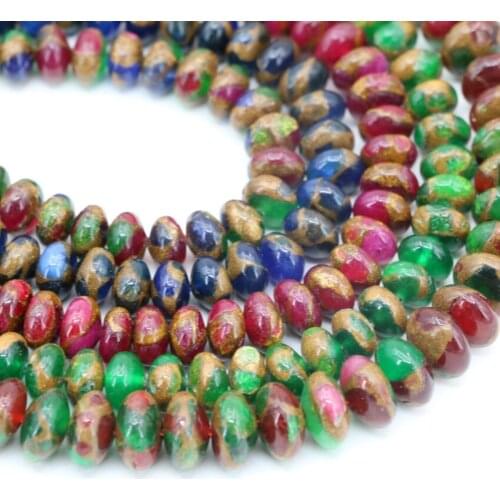 New Golden Sand Stone Bead Abacus Rondelle Multicolor Loose Beads Trendy Women Diy Bracelet Necklace 15inch B3305