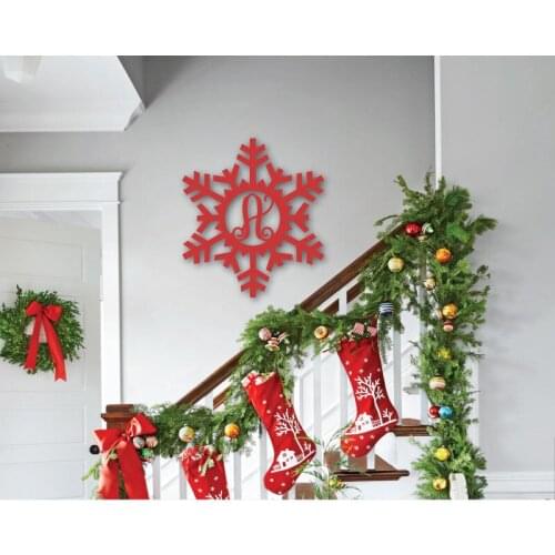 Personalized Snowflake Welcome Sign Christmas Sign Custom Initial Letter Sign Wood Board Party Sign Home Decor Christmas Decor
