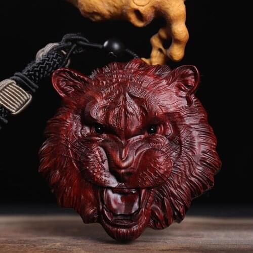 5cm Lobular Rosewood Animal Sculpture Traditional Chinese Chinese Zodiac Tiger Pendant Car Hanging Wall Decoration Collection