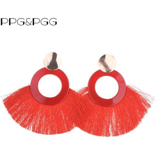 PPG&PGG 2018 Fashion Tassel Earrings for Women Big Fringe Earings Fashion Jewelry Female Style Ethnic Hanging Drop Earring