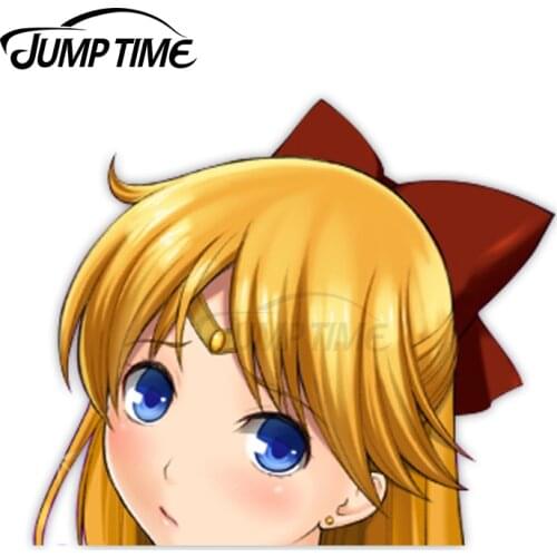 Jump Time Sailor Moon Aino Minako (Sailor Venus) 2 11.0 Big Head Anime Peeker Vinyl Decal Waifu Kawaii Girl Car Stickers