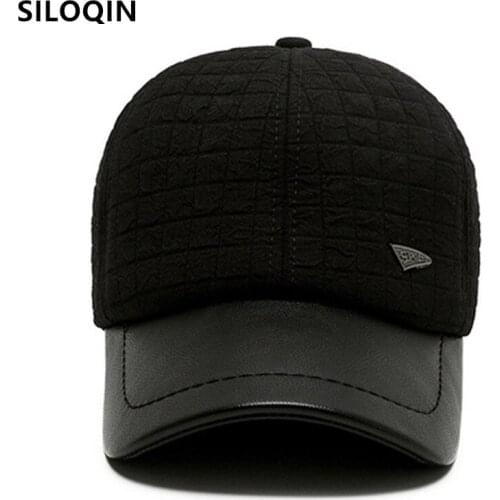 SILOQIN Snapback Cap Winter Men Cold-proof Warm Earmuffs Hat Baseball Caps Adjustable Size Middle-aged Elderly Casual Sports Cap