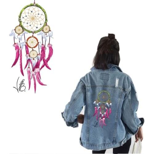 Pink Dreamcatcher Iron on Heat Transfer Printing Patches Stickers Washable for Clothes T-shirts Hoodies DIY Appliques New 2018