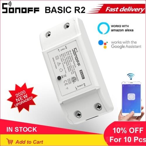 Sonoff Basic R2 Wifi DIY Smart Wireless Remote Switch Smart Scene Voice Control Via Alexa Google Home eWeLink Home Automation