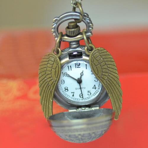 Antique Vintage Spider Web Ball Wing Necklace Pendant Quartz Pocket Watch Gift