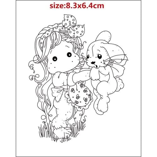Yulan Girl Hold The Rabbit Metal Cutting Dies And Stamps Dies For Scrapbooking Album Embossing New Dies For