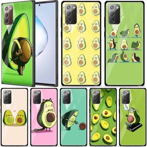 Cute Avocado Fruits Tempered Glass For Samsung Galaxy Note 20 Ultra 10 9 8 Plus Lite A70 A50 A40 A30 A20 A10 Phone Case