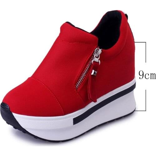 2021 new Women Spring Shoes Women Fashion Platform Pumps Zip High Heel Sneakers Shallow Casual Women Shoes Size 35-40