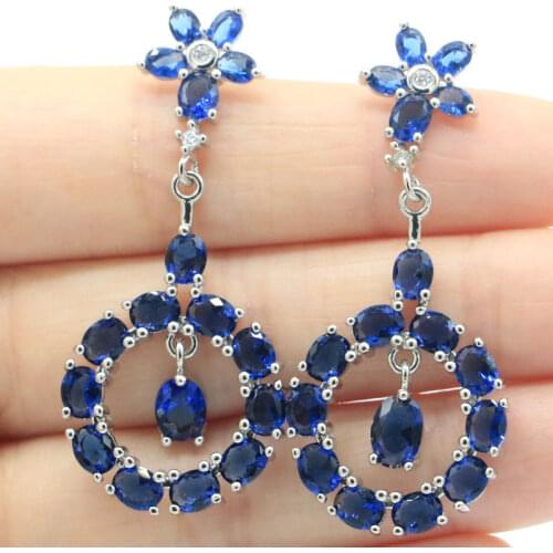 49x20mm Gorgeous Silver Earrings for Women Delicate Fine Cut Color Changing Alexandrite & Topaz Jewelry Hot Selling