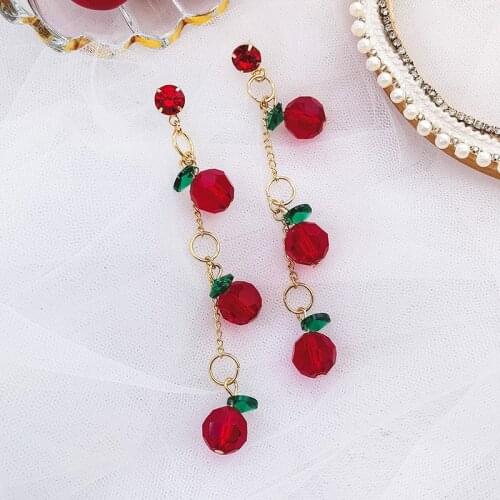 New Arrival Crystal Trendy Water Drop Women Dangle Earrings Red Long Tassels Earrings Fashion Eardrop Female Jewelry