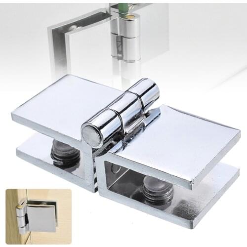 1pc Glass Door Hinge Zinc Alloy Cabinet Door Hinges 180 Degree for Boarded Door & Cupboard