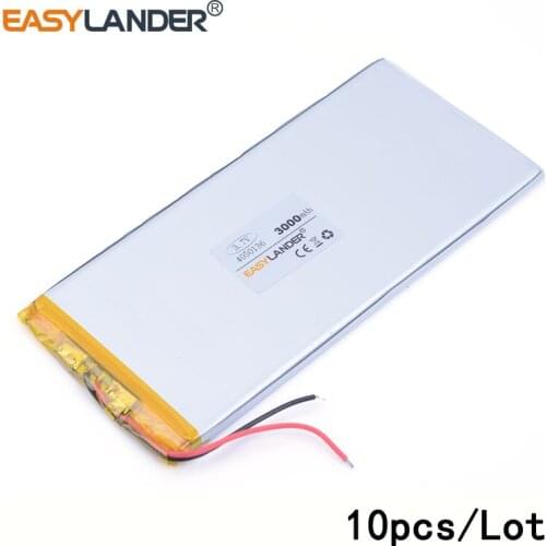 10pcs/Lot 3000mAh 4050136 3.7v lithium Li ion polymer rechargeable For GPS PSP PAD DVD phone E-Books Power bank Tablet PC