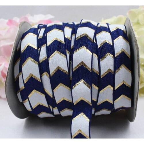 16612-8 ,5/8'' 16MM hot gold print wave Elasticity ribbon ,10 yards DIY handmade hair accessories Material , free shipping