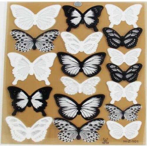 18Pcs 3D Butterfly Sticker Black White Art Wall Decal Home Decoration Room Decor about 6cm butterfly For Wall