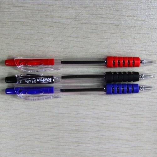 3pcs 577 cylinder side jump plastic ballpoint pen 0.7MM transparent pen support bulk batch