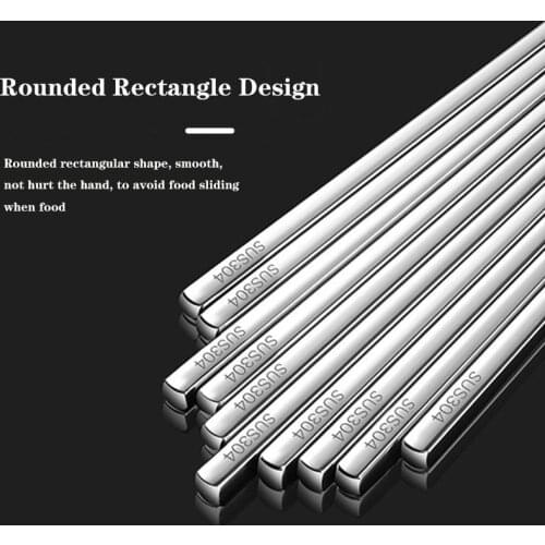 5Pair/Sets Luxury Chinese 304 Stainless Steel Chopstick Korean Non-Slip Chopsticks Food Sushi Chop Sticks Dinnerware Reusable