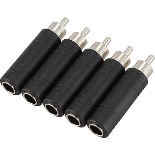 5x 6.35mm 1/4 inch Mono Female Jack to RCA Male Plug Audio Adapter Cable Converter