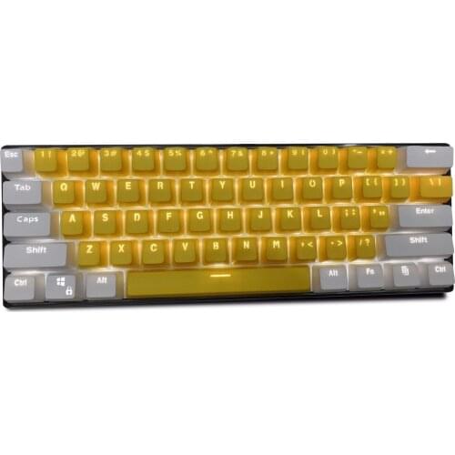 White yellow Keycap, 61 keycap backlit GH60 / RK61 / ALT61 / Annie / two-color mechanical keyboard PBT keycap for keyboard poker