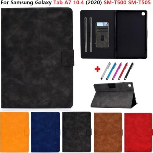 PU Leather TPU Case For Samsung Galaxy A7 10.4 2020 T500 SM-T500 SM-T505 T505 Cover For Samsung Galaxy Tab A7 A 7 10 4 Shell Pen