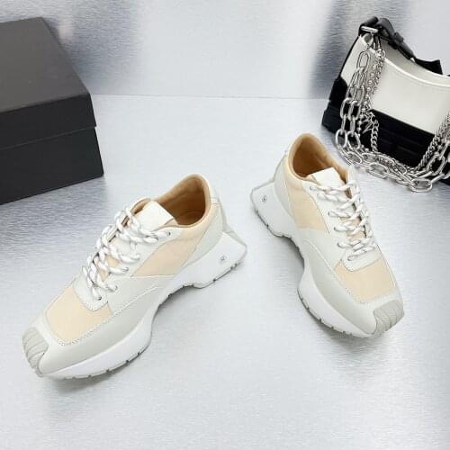 Donna-in 2021 New Women Casual Sneakers Patchwork Real Calf Leather Waterproof Wedge Female Shoes Lace-Up Running Shoes Autumn