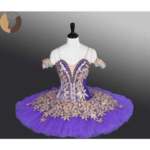 Fltoture AT1277 Women Ballet Costumes Purple Color Velvet Fabric Tutu Skirt From China Supplier Girls Ballet Pancake Child Tutu