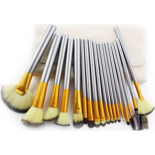 Happy Makeup Brushes Set Professional 24 Pcs Eyeshadow Face Powder Blush Foundation Eyebrow Lip Brush Kit with PU Leather Bag