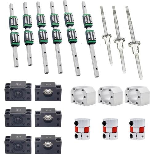 HGR20 Square Linear guides rail+guide block HGH20CA+SFU1605 SFU1610 ball screw 5mm lead screw+ BK12BF12 cnc linear actuator