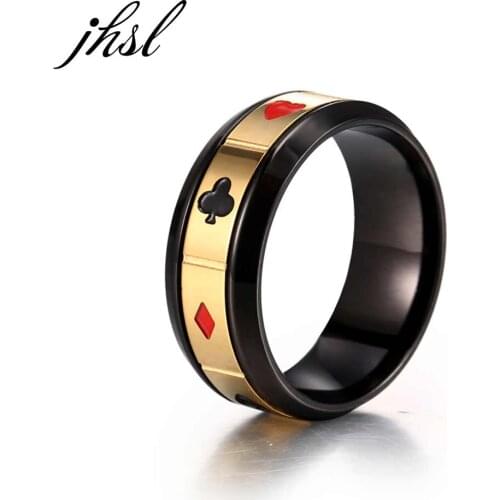 JHSL Black Men Poker Rings Stainless Steel Fashion Jewelry New Arrival 2021 USA Size 7 8 9 10 11