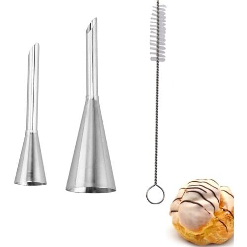 2 Sizes Cream Icing Piping Puff Nozzle Tips Stainless Steel Cupcake Puffs Injection Russian Syringe Confectionery Pastry Tool