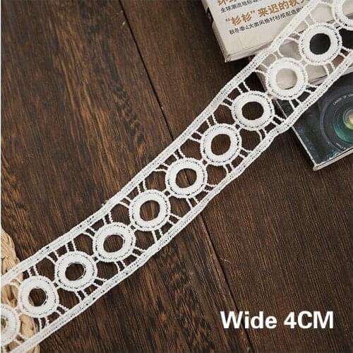 4CM Wide Hollow Bilateral Water-soluble Circle Straight Side Embroidery Lace Fabric DIY Hand-sewn Wedding Dress Craft Decoration