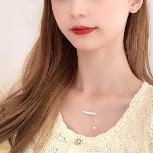 Liemjee Fashion Personality Party Jewelry Simple Beads Pearls Necklace For Women Feature Namour Charm Gift All Seasons