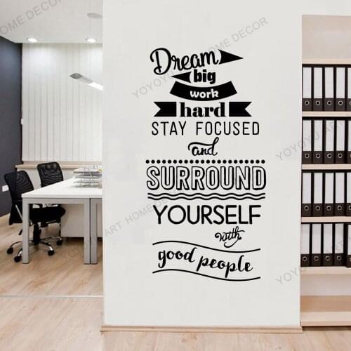 Dream big work hard ..Inspirational Phrase Vinyl Wall Decal Decor Home Idea Wall Stickers For School Classroom Decor rb728