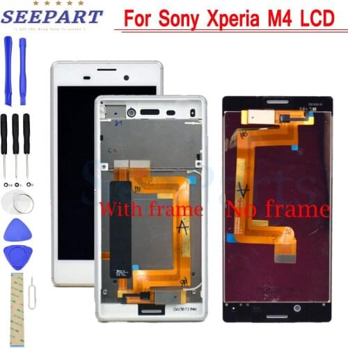 Mobile LCD For Sony Xperia M4 LCD Display Touch Screen Digitizer Assembly Frame E2303 E2333 E2353 For 5.0" SONY M4 Aqua Lcd