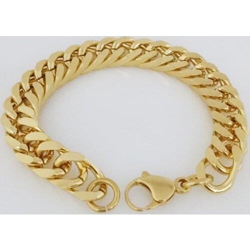 New Fashion Gold Silver Color HIP 316L Stainless Steel Thick Link Chain Bracelets For Men Women Jewelry Cuban Bracelet 8-10 inch