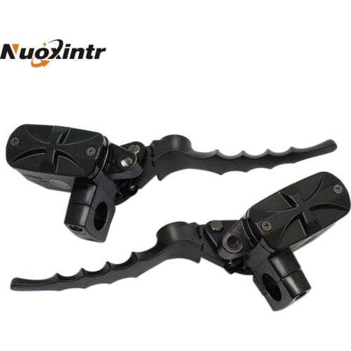 Nuoxintr Motorcycle 7/8'' Clutch Brake Lever Master Cylinder Reservoir Set with Adjustable Levers and Fluid Reservoir For Honda