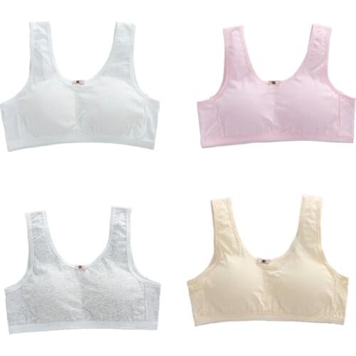 Solid Color Bra Girls Young Teenages Cotton Underwear Wide Shoulder Strap Bras
