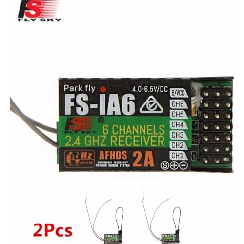 2Pcs Flysky FS-iA6 2.4G 6 Channel Remote Control Receiver with Double Antenna Compatible Flysky i4 i6 i10 GT2E GT2F GT2G Transmi