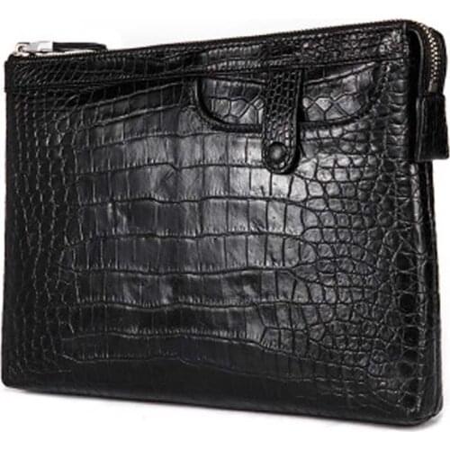 Yuee manufacturer Direct selling men crocodile bag business long More screens male Hand caught Male clutch bag men bag