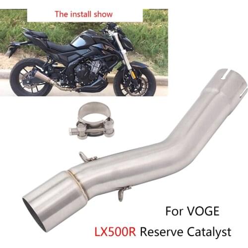 Reserve Catalyst for VOGE 500DS 500R LX500DS Motorcycle Exhaust Pipe Mid Link Pipe Slip On 51mm Muffler Escape Stainless Steel