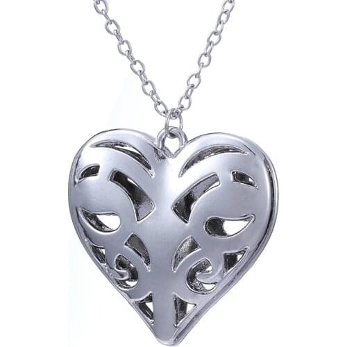 Romantic Heart Locket Pendant Necklaces For Women Silver Color Link Chain Zinc Alloy Valentine Lovers Jewelry Chokers Gift