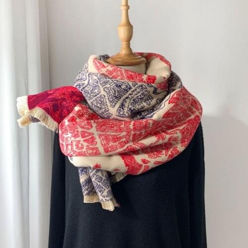 Luxury brand Winter Scarf Women Cashmere Warm Pashmina Foulard Lady Luxury Horse Scarves Thick Soft Shawls Wraps