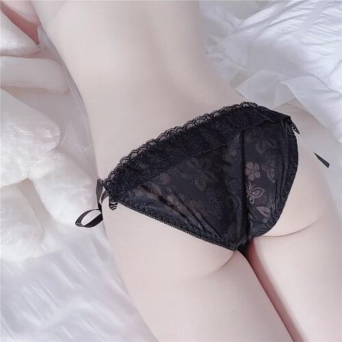 Sex Lingerie Femme Erotic Thongs Hollow Out G-String Low Rise Allure Porn Briefs Sexy Underwear Women Lace Side Tie Cute Panties