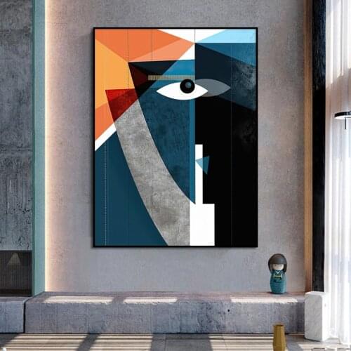 Modern Nordic Abstract Geometric Figure Face Wall Art Pictures Canvas Painting Posters Prints for Living Room Home Decoration