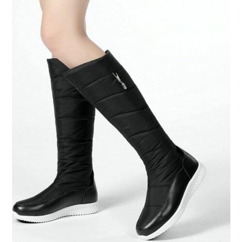 2020 Winter Warm Women Snow Boots Platform Flat with Women Knee High Boots Slip on Plush Women Snow Shoes Big Size 43