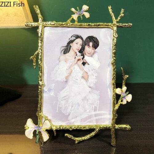 Multi-size Gold Frames for Pictures Family Portrait Golden Branches Photo Frames Desk Decor Photo Frame Vintage Home Decoration
