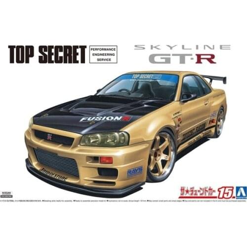 1 / 24 Topsecret Bnr34 Skyline GT-R '02 05984 DIY Hand Assembled Car Model Display Collectibles Toy Plastic Assembly Model Kit