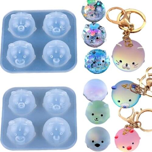 1pcs DIY Crystal Epoxy Resin Mold Four Small Animal Mold Piglet Chicken Ornaments Doll Silicone Mold For Resin Jewelry Tools