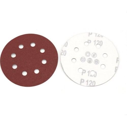 100Pcs 5 Inch 125mm 8hole Sanding Discs 40/60/80/120/150/180/240/320/400/600/800/1000/1200/1500/2000 Sandpaper Hook Loop Pad