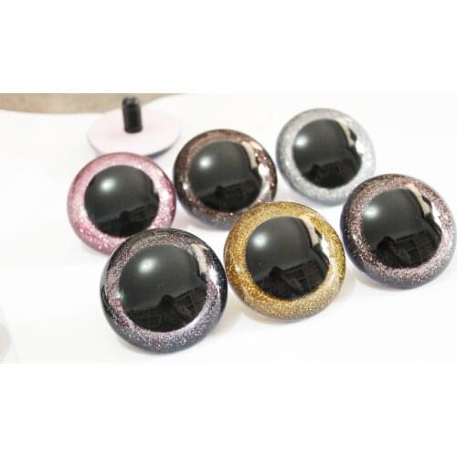 12PCS/LOT n6-30mm-40mm-50mm round clear safety toy eyes +glitter fabric+hard washer for diy doll findings-size&color option