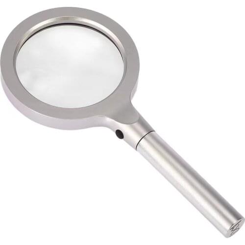 12 LED Lamps 5X 10X Brightness Metal Handheld High-Definition Reading Metal Magnifying Glass with Cloth Bag